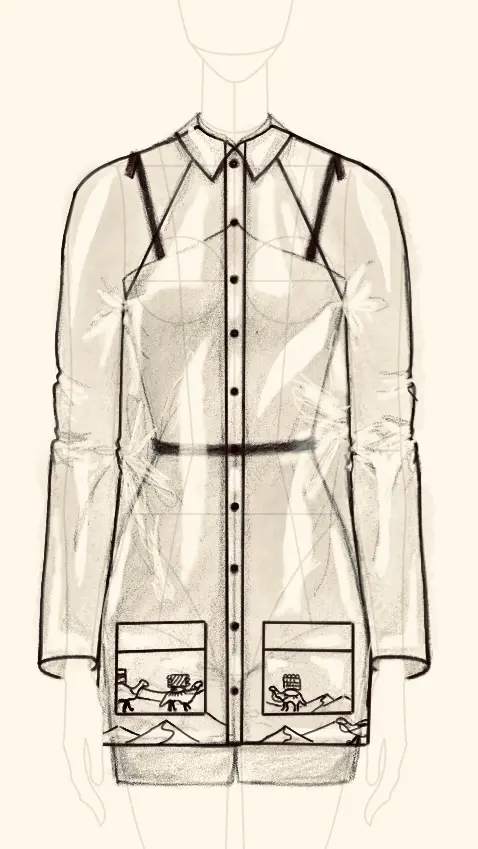 Dessin imperméable route de la soie